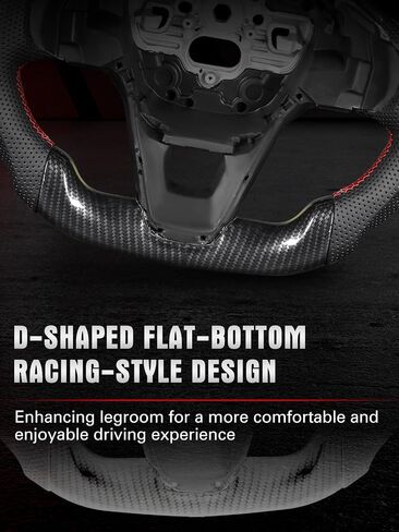 Steering Wheel for Ford Bronco Sport 2021–2025 Hydro-Dip Carbon Fiber with D-Shaped Flat-Bottom Perforated Leather Grip Compatible with Bronco Sport Base/Big Bend/Outer Banks/Badlands/Heritage in Saudi Arabia