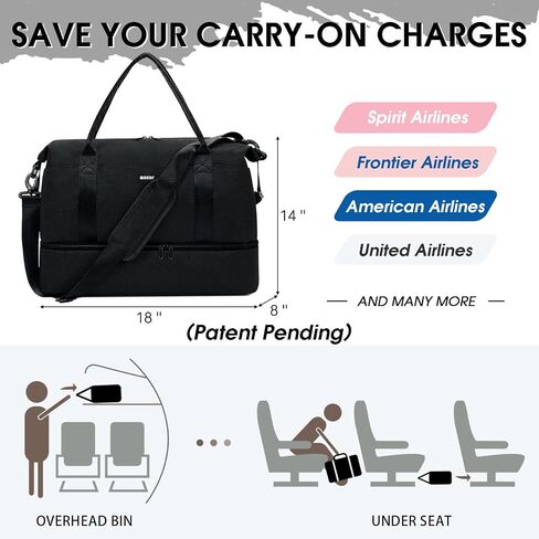 لشركة Spirit Airlines 18x14x8 حقيبة عنصر شخصية تحمل كيسًا على حقيبة مع Pocket & Shoe Compartment و USB شحن ميناء in Kuwait