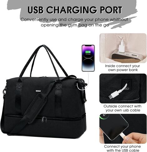 لشركة Spirit Airlines 18x14x8 حقيبة عنصر شخصية تحمل كيسًا على حقيبة مع Pocket & Shoe Compartment و USB شحن ميناء in Kuwait