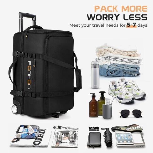 Rolling Duffle Bag With Wheels - 60L Large Wheeled Travel Duffel Bag with Shoe Compartment Water Resistant Duffle Bag for Traveling GYM Overnight Trip Weekender in Saudi Arabia