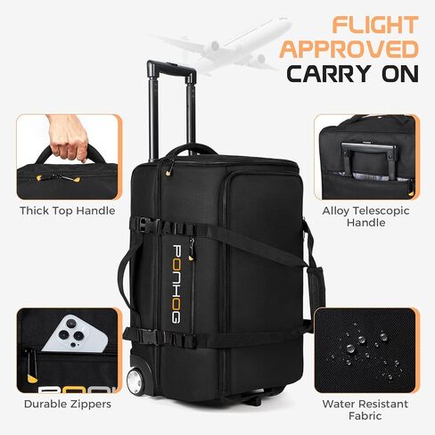 Rolling Duffle Bag With Wheels - 60L Large Wheeled Travel Duffel Bag with Shoe Compartment Water Resistant Duffle Bag for Traveling GYM Overnight Trip Weekender in Saudi Arabia