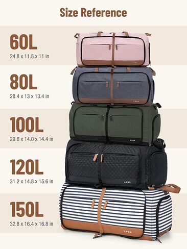 Lekesky Foldable Travel Duffle Bag for Women, 80L Large Duffel Bag with Separate Shoes Compartments & Straps, Carry On Weekend Bag for Women, Hospital, Overnight (Blue Stripes) in Saudi Arabia