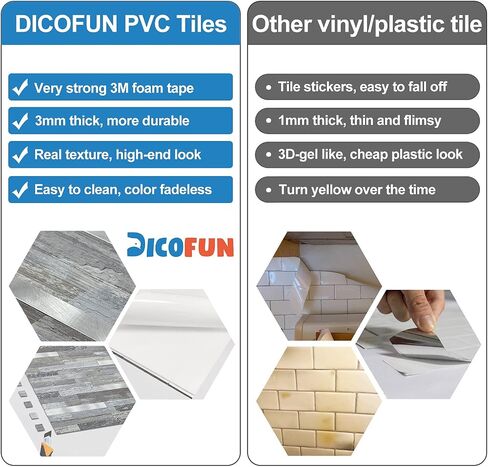 Dicofun 10 صفائح من الحجر الرملي نظرة قشر وعصا باكسبلاش الجدار ، PVC مختلط شمبانيا الذهب المطبخ قشر وعصا ، 9.4 قدم مربع in Saudi Arabia