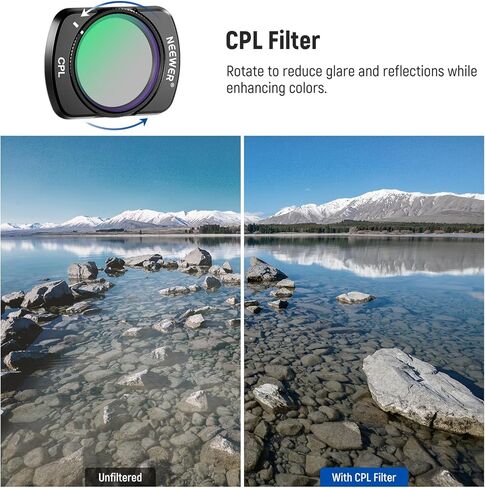 NEEWER Magnetic ND & Black Diffusion 1/4 Filter Kit Compatible with DJI OSMO Pocket 3, 4 Pack Neutral Density Filters (ND16 ND64 ND256) & Mist Cinematic Effect Filter, Multi Coated HD Optical Glass in Kuwait