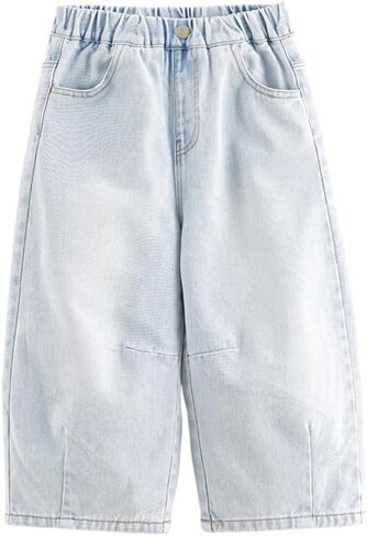 marc & janie Boys Girls Denim Pants Kids Cotton Cargo Pants Parachute Pants Straight Wide Leg Jeans 250022 in Saudi Arabia