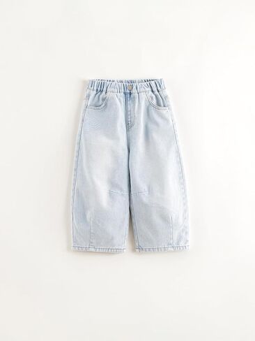 marc & janie Boys Girls Denim Pants Kids Cotton Cargo Pants Parachute Pants Straight Wide Leg Jeans 250022 in Saudi Arabia
