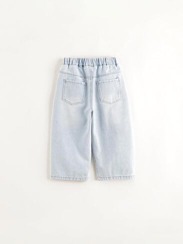 marc & janie Boys Girls Denim Pants Kids Cotton Cargo Pants Parachute Pants Straight Wide Leg Jeans 250022 in Saudi Arabia
