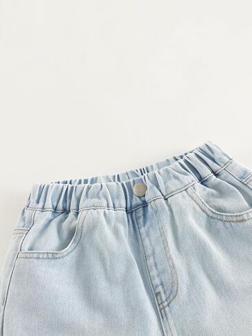 marc & janie Boys Girls Denim Pants Kids Cotton Cargo Pants Parachute Pants Straight Wide Leg Jeans 250022 in Saudi Arabia
