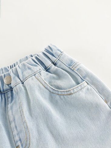 marc & janie Boys Girls Denim Pants Kids Cotton Cargo Pants Parachute Pants Straight Wide Leg Jeans 250022 in Saudi Arabia
