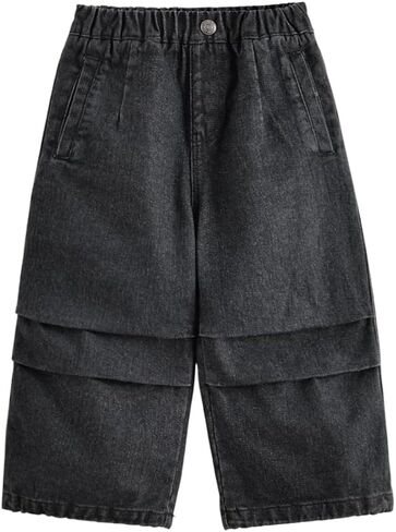 marc & janie Boys Girls Denim Pants Kids Cotton Cargo Pants Parachute Pants Straight Wide Leg Jeans 250022 in Saudi Arabia