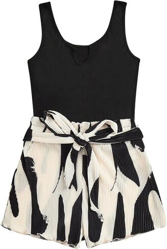 SOLY HUX Women's Summer Sleeveless Belted Tank Romper Short Jumpsuit in Saudi Arabia
