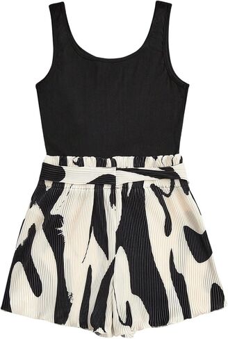 SOLY HUX Women's Summer Sleeveless Belted Tank Romper Short Jumpsuit in Saudi Arabia
