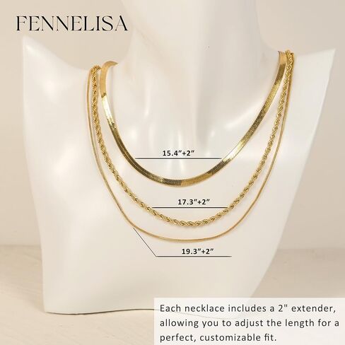 Layered Necklaces for Women,Dainty Gold Necklace for Women Trendy Gold Plated Necklace Set Stack Cuban Link Paperclip Chain Herringbone Jewelry Gifts 3Pcs in Saudi Arabia
