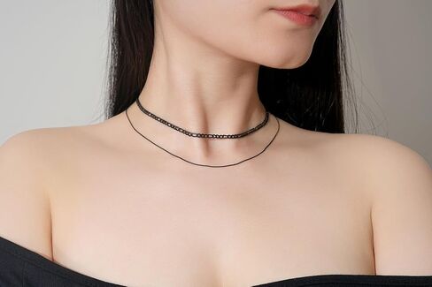 Gold Layered Necklaces for Women, Dainty Gold Choker Necklace,14K Gold Plated Herringbone Cable Link Chain Heart Pendant Necklace Set for Women, Surgical Steel Womens Chain in Kuwait