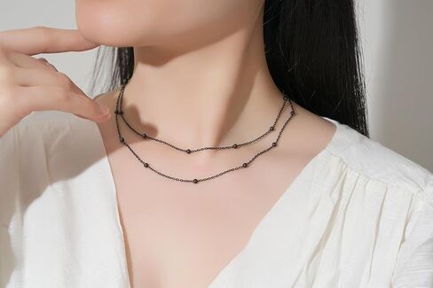 Gold Layered Necklaces for Women, Dainty Gold Choker Necklace,14K Gold Plated Herringbone Cable Link Chain Heart Pendant Necklace Set for Women, Surgical Steel Womens Chain in Kuwait