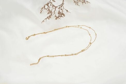 Gold Layered Necklaces for Women, Dainty Gold Choker Necklace,14K Gold Plated Herringbone Cable Link Chain Heart Pendant Necklace Set for Women, Surgical Steel Womens Chain in Kuwait