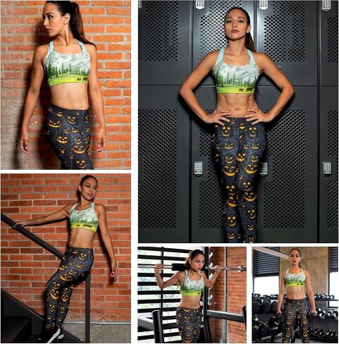 Halloween Pumpkin Spider Web Print Stretch Peach Butt Stretch Leggings in Kuwait