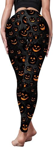 Halloween Pumpkin Spider Web Print Stretch Peach Butt Stretch Leggings in Kuwait