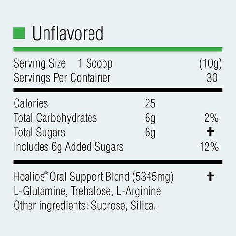 Healios unlavored صحة الفم والغذائية ، شكل مسحوق ، مصادر بشكل طبيعي gllutamine trehalose l-arginine ، 10.93 أوقية in Kuwait