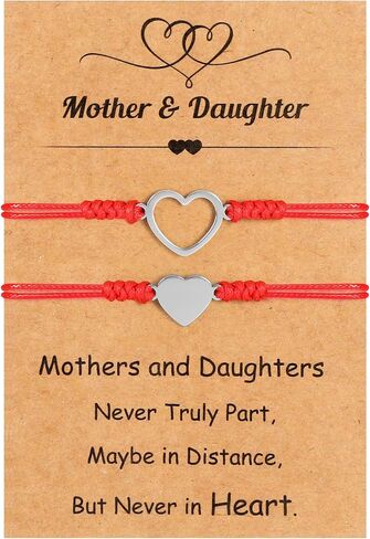 Mothers Day Bracelet Gifts, Adjustable Hearts Mother Daughter Bracelets with Card, Celebrate Love Mothers Day Gifts for Grandma Daughter Accessories in Saudi Arabia