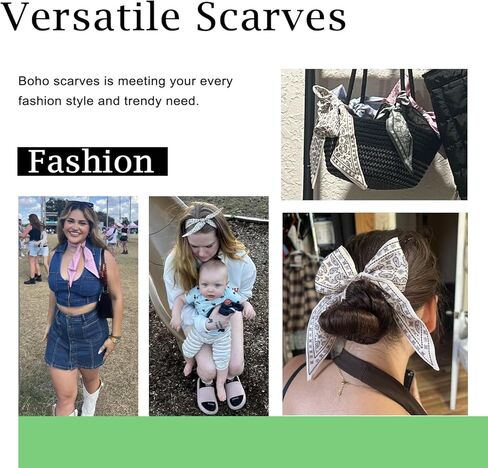 4Pcs Fashion Scarves for Women, Multifunctional Boho Scarves Headbands Satin Scarf for Bag Hair Accessories in Saudi Arabia