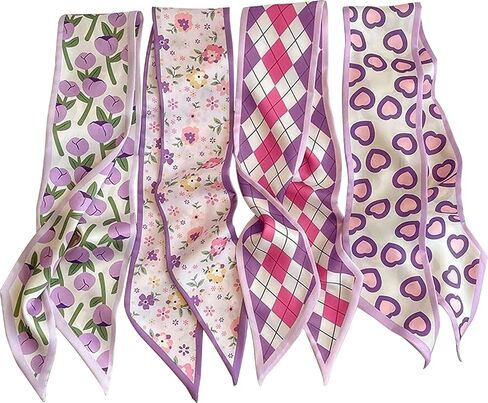 4Pcs Fashion Scarves for Women, Multifunctional Boho Scarves Headbands Satin Scarf for Bag Hair Accessories in Saudi Arabia