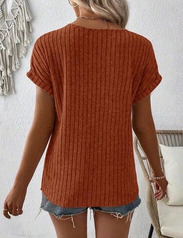 LURANEE Womens Short Sleeve Sweaters V Neck Tops Lightweight Dressy Casual Shirts Work Blouses S-XXL in Saudi Arabia