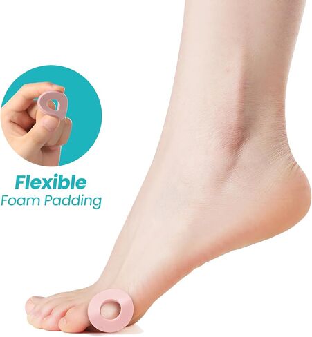 Callus Cushions for Bottom of Foot - Round Foam Padding with Water-Resistant Self-Stick Adhesive - Corn Cushions for Toes and Feet, Reduce Pain, Pressure and Friction from Shoes (Pink, 32 Count) in Kuwait