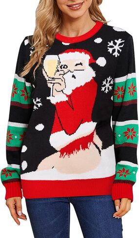 Ugly Christmas Sweaters for Women 2024 Funny Christmas Sweaters Knitted Women's Xmas Sweater Winter Holiday Pullover in Kuwait