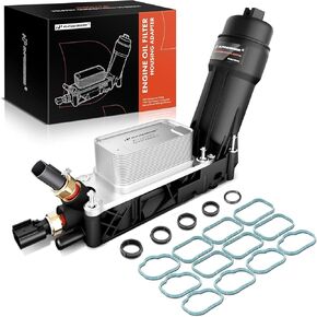 A-Premium Engine Oil Cooler and Oil Filter Housing [with Sensor & Gasket Kit] - Fit for Chrysler, Dodge, Jeep - 200, 300, Charger, Grand Cherokee, Wrangler - [V6 3.6L, 2011-2013], Replace# 5184294AE