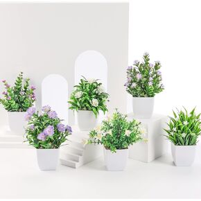 Der Rose 4 Pack Small Fake Plants Mini Artificial Faux Plants with Flowers for Home Room Farmhouse Bathroom Decor Indoor