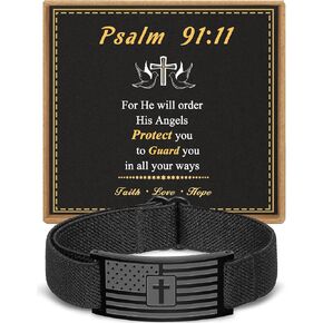 Cross Bracelet for Men Boys, Black American Flag Cross Bracelet Christian Religious Wrist Jewelry, First Communion/Confirmation/Baptism Gifts Ideas for Teen Boys