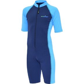 الأولاد قطعة واحدة من Sunsuit UV حماية ملابس السباحة UPF50+ البحرية المقاومة للكلور الأزرق