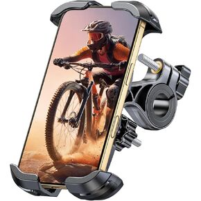 Bike Phone Holder [Upgraded Reinforced Clamp], [1s Lock][360° Rotatable] Motorcycle Phone Mount, Bike Phone Mount Compatible with iPhone 16 Pro Max/15/S25 Ultra, 4.7-6.9’’ Phones