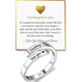 Hope Rings - I F♡cking Love You Ring - Adjustable Silver Promise Ring - 304 Stainless Steel Rings for Women