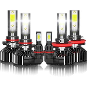 Compatible For 2007 2008 2009 2010 2011 2012 2013 GMC Sierra 1500 Light Bulbs, Combo 9005 High Beam H11 Low Beam 5202 Fog Lights, 6000K White Powersports Bulbs, 500% Brightness, Pack of 6