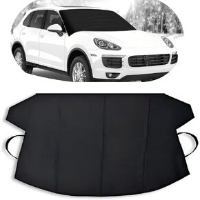 1 PC Car Windshield Snow Cover, Snap-On Waterproof and Scratch-Proof Windshield Protector, 600 D Oxford Cloth Car Window Snow Cover, Universal for Most Cars, Trucks, SUVs (Black #L)