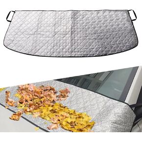 1 PC Car Front Front Windshield Rain Trough Cofting ، 66.9 "× 17.7" غطاء صقيع الغبار الممسحة لجميع الفصول ، غطاء التثبيت غير المدمر ، Universal for Cars (Silver)