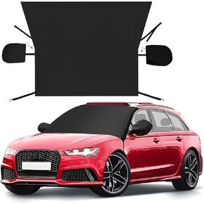 zipelo Car Windshield Cover for Ice and Snow, Waterproof Windproof Vehicle Sunshade Snow Cover with Side Mirror Protector, Auto Windshield Frost Cover Accessories, Universal for Most Cars