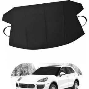 Windshield Ice and Snow Cover, 600D Oxford Winter Waterproof Anti-Freeze Protective Cover, 75" x 42.2" Foldable Perfect Coverage Frost Cover, Universal for Cars Trucks (Black)