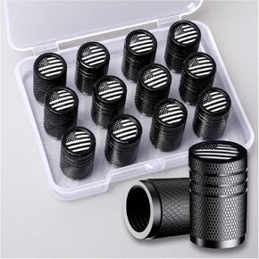 12pcs American Flag Flag Valve STEM ، Caps USA CAPS Black ، أغطية إثبات الغبار العالمية للسيارات والشاحنات والدراجات والدراجات النارية والدراجات ومقاومة التآكل ， العلم الوطني بالأبيض والأسود