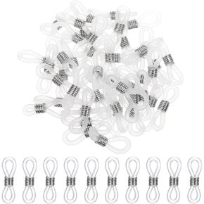 50 Pieces Eyeglass Chain Ends Adjustable Rubber Spectacle End Connectors Anti Slip Rubber Connector Eyeglass Chain Connector Glasses Chain Rubber Loops For Glasses Strap Holder (White And Silver)