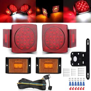 LIMICAR LED Trailer Light Kit, Stop Turn Tail Side Marker with 25FT Protective Wire Harness, 12V Utility Trailer Lights for Boat Camper RV Trucks Marine Under 80"