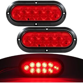 2Pcs 6" Oval LED Trailer Lights Kit 10 LED Marker Lights, Brake Lights, Stop/Turn Signals Waterproof Utility Tail Lights for Trucks, Trailers, RVs, Boats