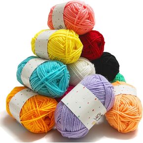 24x10g غزل أكريليك للكروشيه ، 443 ياردة خيوط الكروشيه ، غزل أكريليك ، خيوط كروشيه ، خيوط كروشيه للمبتدئين ، خيوط حبكية متعددة الألوان مجموعة للكروشيه والحياكة والفن