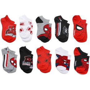 Marvel Boys Spiderman Socks - 10 Pair Pack - Spider -Man No Gocks for Kids - Toddler & Little Kids