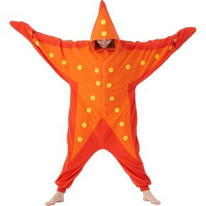 Adult Starfish Onesie Costume - Sea Creature Halloween One-Piece Cosplay Suit for Women and Men