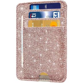 HOTCOOL Card Holder Wallet Front Pocket Minimalist Travel Cute Funny Thin Leather With RFID Blocking Small Credit Card Holder Wallet for Men & Women Girls Organizer Gifts, Glitter Rose in Kuwait