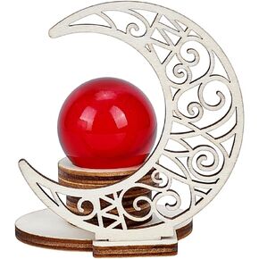 Pligreat Crescent Moon شكل كرة قاعدة خشبية الإبداعية قاعدة الكريستال الكريستال حامل الكرة زجاجية صغيرة دعم مجموعة الحجر الطبيعي