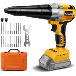 Cordless Rivet Gun Compatible with Dewalt 20V Max Battery, with a kitbox, Brushless Electric Automatic Rivet Gun for Rivets 1/8'', 5/32'', 3/16", for Metal Plastic and Leather